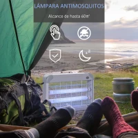 Outsunny Lámpara Anti-mosquitos Lámpara Mata Insectos Eléctrico Luz Ultravioleta 20W con 2 Tubos Área de Acción 60m² Interiores Exteriores 39x7,5x26,5 cm Blanco(m-7)