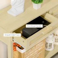 HOMCOM Console Sofa Table Hallway Side Desk with Storage Shelf Drawer for Entryway Living Room Bedroom Natural(m-7)