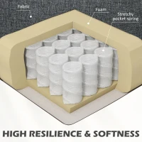 HOMCOM Two-Seater Mid-Century Sofa, with Pocket Springs - Charcoal Grey(m-5)