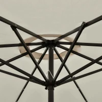 Outsunny Φ2.7m Garden 24 LED Light Parasol Solar Outdoor Tilt Sun Umbrella Patio Club Party Event Manual Sun Shade w/ Hand Crank and 8 Ribs, Off-white(m-9)