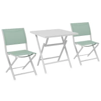 Outsunny Set da Giardino 3pz Pieghevoli in Alluminio con 2 Sedie 47x54x83 cm e Tavolo 70x70x72 cm, Verde(m-1)