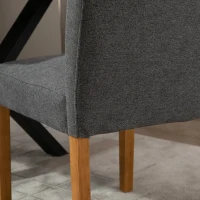 HOMCOM Set 2 Sedie da Pranzo Imbottite con Schienale Alto e Gambe in Legno, 50x62x96 cm, Grigio Scuro(m-8)