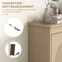 HOMCOM Meuble à chaussures 4 abattants 20 paires étagère réglable style bohème pieds en bois massif 105 x 24 x 97,5 cm naturel(m-7)