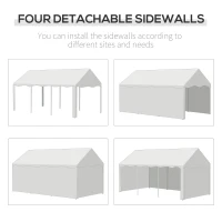 Outsunny 3 x 6 m Marquee Gazebo with Sides, Party Tent Canopy & Carport Shelter for Outdoor Event, Wedding, White(m-6)