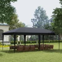 Outsunny Pop Up Gazebo 3 x 6m, Foldable Canopy Tent, Height Adjustable Wedding Awning Canopy w/ Carrying Bag, Black(m-2)