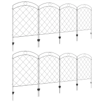 Outsunny Decorative Garden Fencing, 43in x 11.4ft Outdoor Picket Fence Panels, 8PCs Rustproof Steel Wire Landscape Flower Bed Border Edging Animal Barrier, Black(m-1)