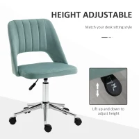 Vinsetto Mid Back Office Chair Velvet Fabric Swivel Scallop Shape Computer Desk Chair for Home Study Bedroom Green(m-4)