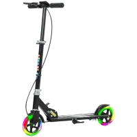 AIYAPLAY Scooter for Kids Aged 3-8 Years, with Adjustable Handle, Two Light Up Wheels, Handbrake, Rear Brake, Black(m-11)