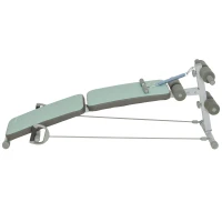 SPORTNOW Trainingsbank, Bauchtrainer, höhenverstellbar, klappbar, 2 Widerstandsbänder, Stahl, grün, 51 x 137 x 50-66 cm(m-10)