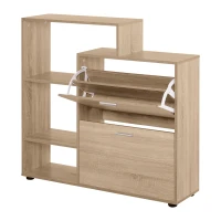 HOMCOM Scarpiera Portascarpe Design Moderno Elegante Salvaspazio 20 paia da Ingresso in Legno 101,5  x 25,5  x 98 cm(m-10)