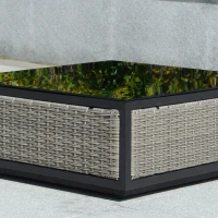 Outsunny 6 Pieces Patio Wicker Corner Sofa Set, Outdoor PE Rattan Sectional Conversation Aluminum Frame Furniture Set w/ Padded Cushion & Coffee Table, Grey(m-9)