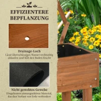 Outsunny Hochbeet, integriertes Spalier, Ablageregal, Räder, Massivholz, braun, 79 x 29 x 130 cm(m-6)