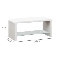 HOMCOM Curved Two-Tier Coffee Table - High Gloss White(m-3)