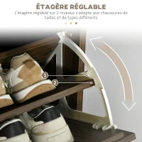 HOMCOM Meuble à chaussures à 3 abattants 18 paires grande capacité pour entrée couloir salon 63 x 24 x 117 cm noyer foncé(m-5)