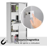 HOMCOM Armadietto Medicinale Cassetta Porta Medicina a Quattro Ripiani in Acciaio Inox 30 x 12 x 60cm(m-4)