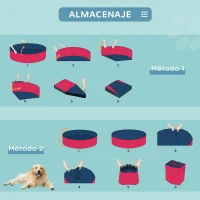 PawHut Piscina Plegable para Perros Gatos Ø140x30 cm Bañera Portátil para Mascotas PVC Antideslizante Múltiples Usos Color Rojo(m-8)