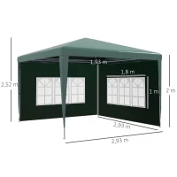 Outsunny Conjunto de 1 Carpa de Jardín 3x3 m Anti-UV Impermeable y 2 Paredes Laterales 3x2 m para Carpa 3x3 m y 3x6 m Verde(m-3)