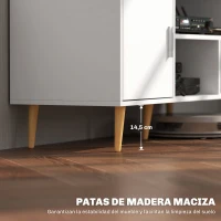HOMCOM Mueble de TV para Televisores de hasta 60" Mesa para TV de Salón Comedor Moderna con Armario y 3 Compartimentos 120x40x55 cm Blanco(m-5)