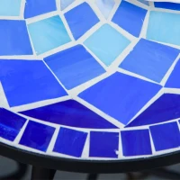 Outsunny Tavolino da Giardino Rotondo a Mosaico in Metallo con Piano in Ceramica, Ф35.5x53.5cm(m-9)