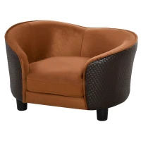 PawHut Hundesofa mit Kissen, Hundecouch, Haustiersofa, Hundematte, Hundebett, Wildlederimitat, Braun, 70 x 48 x 40 cm(m-10)