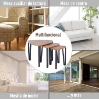 HOMCOM 3 Mesitas de Café Mesa de Centro Minimalista Patas de Acero con Funda de Plástico Mesa Nido para Salón Sofá 56x54.2x45.4cm(m-6)
