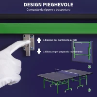 HOMCOM Tavolo da Ping Pong Pieghevole Interno con 8 Ruote 152.5 × 274 × 76cm(m-4)