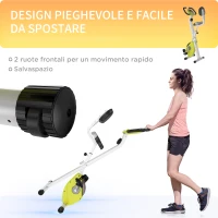 HOMCOM Cyclette Pieghevole da Fitness in Acciaio, Cyclette Magnetica Pieghevole da Casa con Altezza Regolabile, Resistenza Magnetica a 8 Livelli, Schermo LCD, 43x97x109cm, Giallo(m-7)