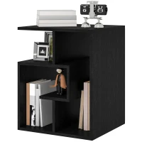 HOMCOM Side Table, 3 Tier End Table with Open Storage Shelves for Living Room, Bedroom, Black(m-11)
