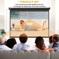 HOMCOM Schermo per Proiettore 89" Formato 4:3 Regolabile con Telecomando, 171x130cm, Nero(m-5)