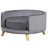 PawHut Hundesofa, weiches Sitzkissen, abnehmbarer Bezug, für Hunde bis 10 kg, grau, 68 x 68 x 35cm(m-10)