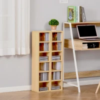 HOMCOM Lot de 2 étagères colonnes Armoire de Rangement CD-DVD 6 + 6 Compartiments dim. 21L x 19l x 88H cm capacité Max. 160 CD Coloris hêtre(m-7)