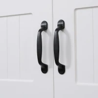 HOMCOM Küchenschrank Küchenbüffet Schrank, Landhausstil, 2 Schränke, 2 Regale,  70 cm x 40 cm x 170 cm Weiß + Schwarz(m-8)