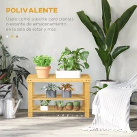 HOMCOM Banco Zapatero de Bambú con Asiento y 2 Estantes para 6 Pares para Entrada Salón Dormitorio 70x28x45 cm Natural(m-6)