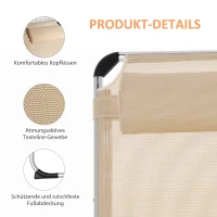 Outsunny Sonnenliege faltbar Gartenliege mit Kopfkissen ergonomisch Relaxliege mit 4-stufig verstellbaren Rückenlehne Alu bis 120 kg belastbar für Garten, Terrasse, Pool, , Strand,Beige(m-4)