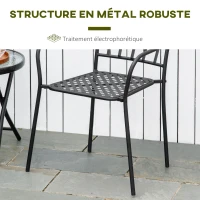 Outsunny Lot de 2 chaises de jardin en métal époxy façon fer forgé avec mosaïque - accoudoirs(m-6)