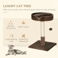 PawHut Small Cat Tree for Indoor Cats with Sisal Scratching Post Kitten Bed Cushion Ball Toy, Brown, 45x45x70 cm(m-4)