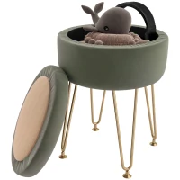 HOMCOM 5L Velvet-Feel Storage Ottoman - Green(m-11)