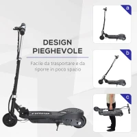 HOMCOM Monopattino Elettrico per Bambini Pieghevole da 120W, Velocità Max 12km/h e Portata 50kg, 74x36x82.5-92.5 cm, Nero(m-5)
