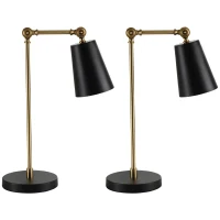 HOMCOM Lot de 2 lampes de table lampe de chevet style industriel angle réglable à 180° en métal pour salon chambre bureau(m-10)