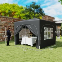 Outsunny 3 x 3m Pop-Up Gazebo Shelter, with Accessories - Black(m-3)
