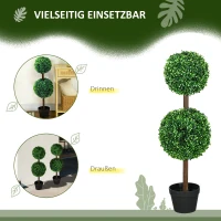 HOMCOM Künstliche Pflanzen, 2er-Set Buchsbaum, 90 cm Kunstpflanze, Kunstbaum, Deko-Pflanze für Indoor und Outdoor, Grün(m-5)