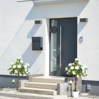 Outsunny Set of 2 Artificial Plants White Rose Floral in Pot, Fake Plants for Home Indoor Outdoor Decor, 90cm(m-10)