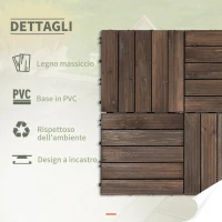 Outsunny Piastrelle per Esterni Pavimento in Legno, Set 27 Pezzi Montaggio a Incastro, 30x30x2.5 cm(m-7)