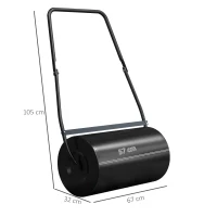 DURHAND Heavy Duty Garden Lawn Roller Push Tow Water Sand Filled 46L Equipment Manual Push Rolling Drum(m-3)