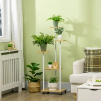 Outsunny Blumenständer, Pflanzenständer, 5 Ebenen, für Innen- und Außenbereiche, Stahl, weiß, 35 x 26 x 120cm(m-2)