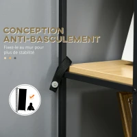 HOMCOM Bibliothèque étagère à 5 niveaux 2 tiroirs style industriel aspect bois et acier 80 x 30 x 161 cm naturel noir(m-6)