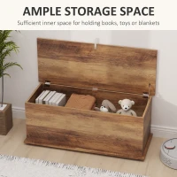 HOMCOM 113L Storage Chest, Storage Box with Flip-Top Lid and 2 Safety Hinges, Storage Trunk for Living Room, Entryway, 100 x 40 x 40 cm, Brown Wood Grain(m-4)