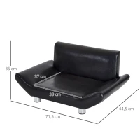 PawHut Haustiersofa Hundesafa Hundematte Hundebett Haustierbett Hunde Hundecouch Schwarz 71.5 x 44,5 x 35 cm(m-3)