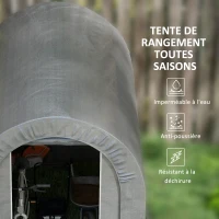 Outsunny Abri de jardin tente de rangement extérieur abri de vélo garage pour vélo bâche en PE cadre en métal galvanisé gris(m-4)