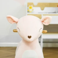 HOMCOM Cavallo a Dondolo per Bambini 36-72 Mesi, Gioco Cavalcabile per Bambini a Forma di Cervo con Suoni in Peluche Rosa, 68x35.5x64cm(m-9)